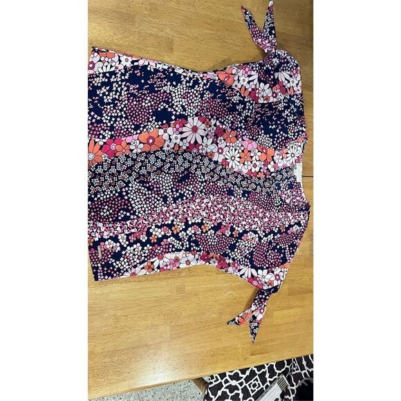 MICHAEL KORS FLORAL SPLIT SLEEVE TOP WOMENS SIZE L - Picture 4 of 11
